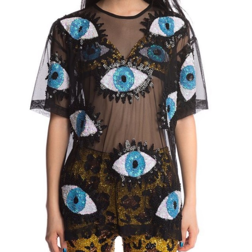 Discount Universe eye mesh t-shirt